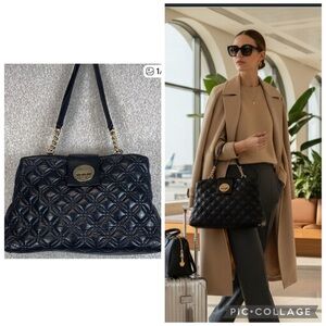 Kate Spade quilted shoulder bag hot pink lining preppy classic medium large